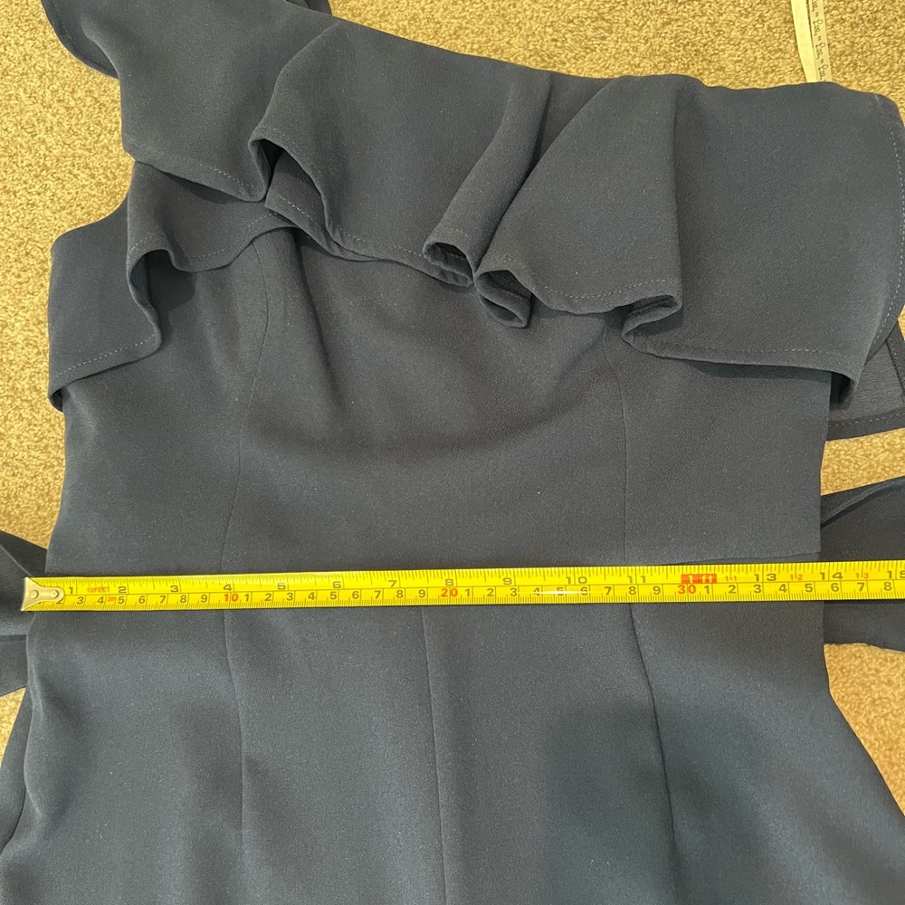 Lilly Pulitzer Navy Blue Lyra One Shoulder Ruffle Jumpsuit size 4 - Picture 5 of 7